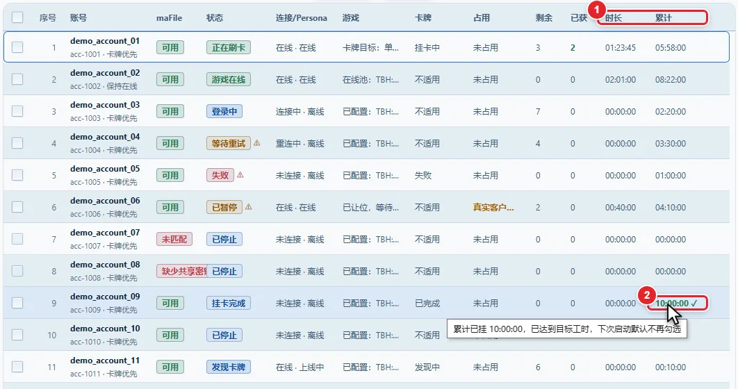 图 4-4 「时长」「累计」两列与悬停提示
