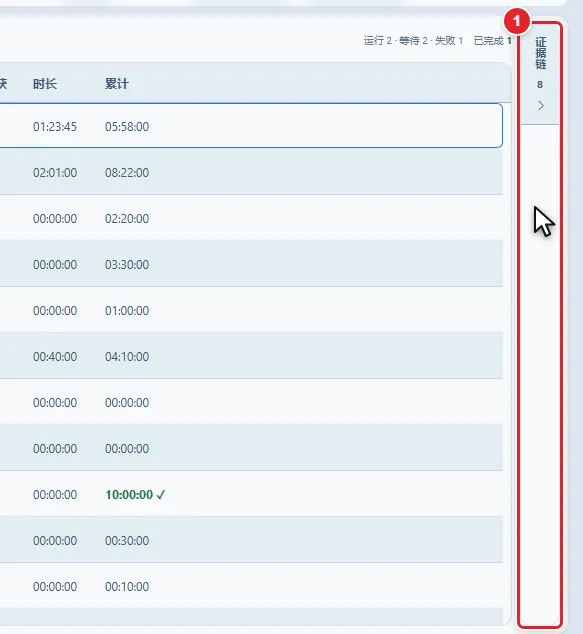 图 6-2 收起后的证据链竖条